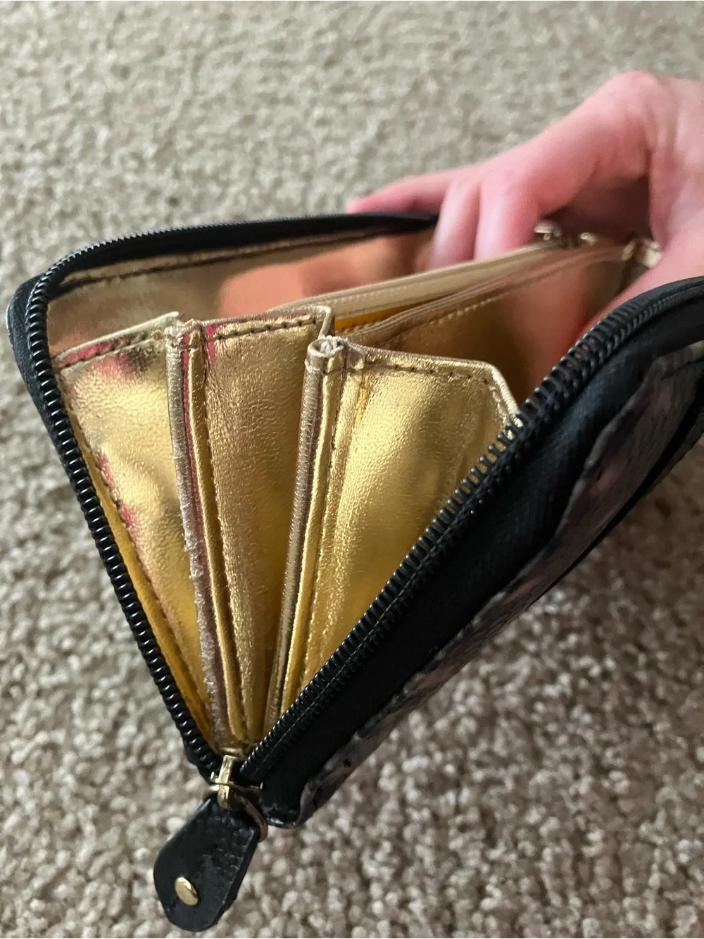Black & Gray Snake-Print Zip Wallet